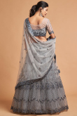 Embroidered Net Grey Lehenga