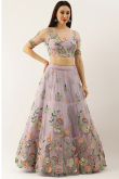 Lehenga in Net Light Mauve Mauve with Mirror Work for Wedding 