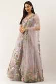 Lehenga in Net Light Mauve Mauve with Mirror Work for Wedding 