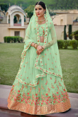 Embroidered Net Mint Green Lehenga