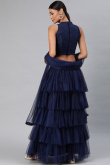 Net Layered Style Navy Blue Lehenga Choli