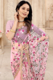 Embroidered Net Pale Pink Saree