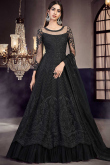 Embroidered Georgette Party Wear Anarkali Suit In Black Colour