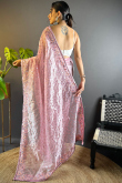 Embroidered Net Pastel Pink Light Weight Saree 