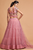 Embroidered Net Pink Lehenga