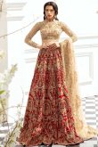 Embroidered Net Red Lehenga