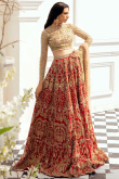 Embroidered Net Red Lehenga