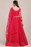Lehenga for Sangeet in Net Ruby Red with Thread embroidery