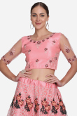 Net Salmon Pink Party Wear Lehenga with Stone embroidery