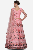 Net Salmon Pink Party Wear Lehenga with Stone embroidery