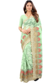 Embroidered Net Seafoam Green Party Wear Saree