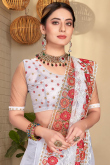 Net Saree in White colour with Zari Embroidery for Party 