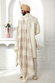 Embroidered Off-White Art Silk Churidar Men Sherwani