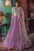 Embroidered Organza Lavender Pink Lehenga