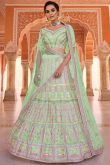 Embroidered Organza Lehenga In Pistachio Green