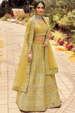 Mustard Yellow Wedding Wear Gota Patti Work Lehenga in Organza