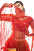 A Line Lehenga in Organza Mustard Yellow for Sangeet