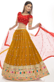 A Line Lehenga in Organza Mustard Yellow for Sangeet