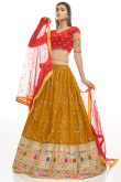 A Line Lehenga in Organza Mustard Yellow for Sangeet