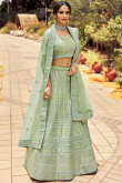 Organza Lehenga in Pistachio Green colour for Bridesmaid 