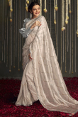 Embroidered Organza Silk Cream Saree