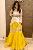 Embroidered Organza Yellow Indo-Western Lehenga