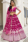 Embroidered Rani Pink Net A-Line Lehenga