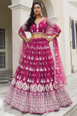 Embroidered Rani Pink Net A-Line Lehenga