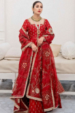 Embroidered Raw Silk Red Long Choli Lehenga