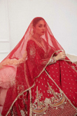 Embroidered Raw Silk Red Long Choli Lehenga