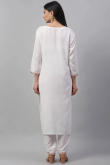 White Casual Wear Zari Embroidered Kurti in Rayon