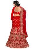 Red Party Wear Zari Embroidered Lehenga in Velvet