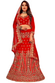 Red A Line Velvet Lehenga for Wedding 