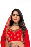 Red A Line Velvet Lehenga for Wedding 