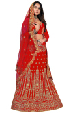 Red A Line Velvet Lehenga for Wedding 