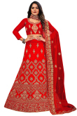 Red A Line Velvet Lehenga for Sangeet