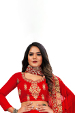 Red A Line Velvet Lehenga for Sangeet