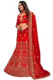 Red A Line Velvet Lehenga for Sangeet