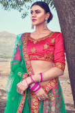 Embroidered Satin Carrot Pink Lehenga
