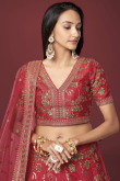 Embroidered Silk Brick Red Lehenga Choli For Sangeet 
