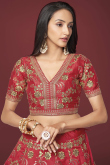 Embroidered Silk Brick Red Lehenga Choli For Sangeet 