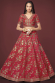 Embroidered Silk Brick Red Lehenga Choli For Sangeet 