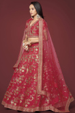 Embroidered Silk Brick Red Lehenga Choli For Sangeet 