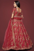 Embroidered Silk Brick Red Lehenga Choli For Sangeet 