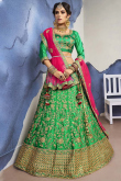 Embroidered Silk Emerald Green Lehenga Blouse