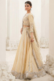 Silk Lehenga with Thread Embroidery in Gold for Sangeet