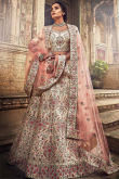 Embroidered Silk Lehenga Choli In Cream Colour