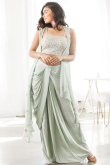Embroidered Silk Mint Green Lehenga