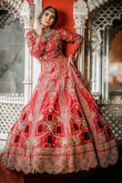Embroidered Soft Silk Carrot Pink Lehenga