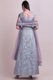Embroidered Taffeta Silk Bluish Grey Lehenga
